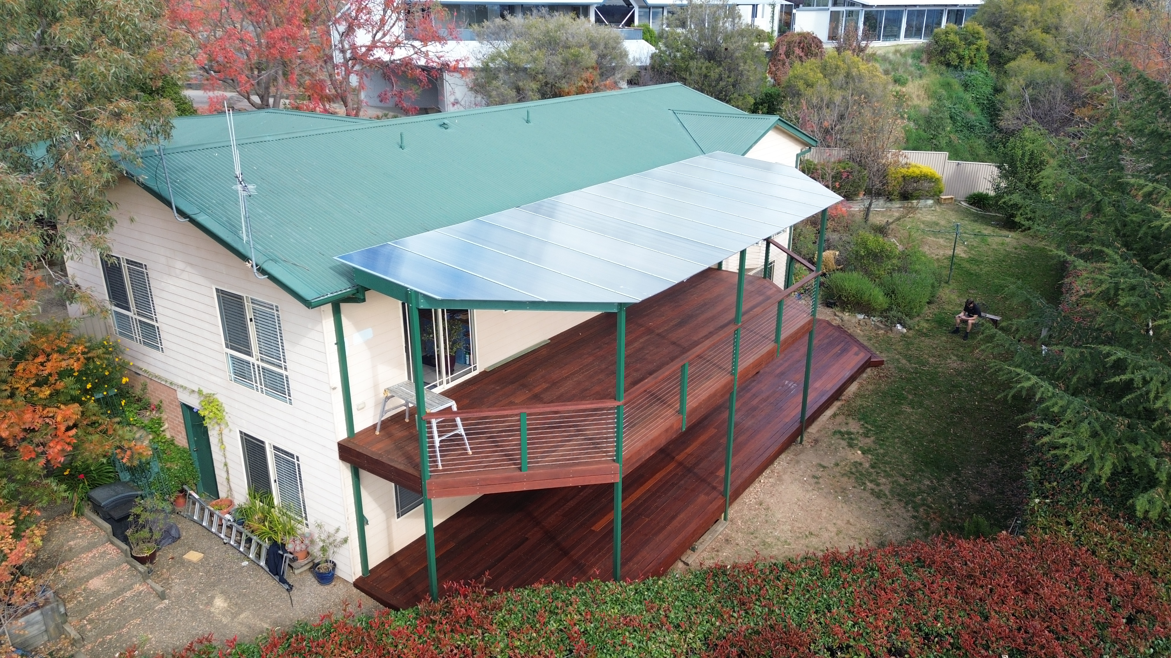 Double storey Merbau deck and pergola — Canberra ACT